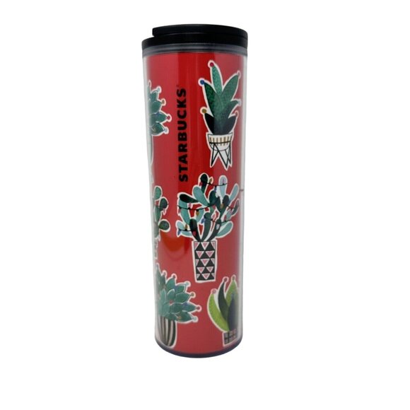 Starbucks Cactus Holiday Tumbler Coffee Mug 16oz Red Sealing Twist Lid Christmas - Picture 4 of 8